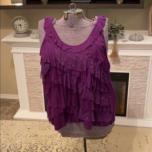 Macy’s Eyeshadow Purple Tiered Lace Tank 3X XXXL
